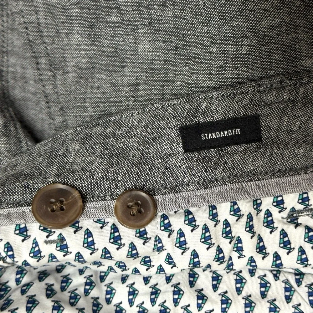 Bonobos Shorts Men's 34 CharcoalGray Linen Cotton Standard Fit Preppy Old Money
